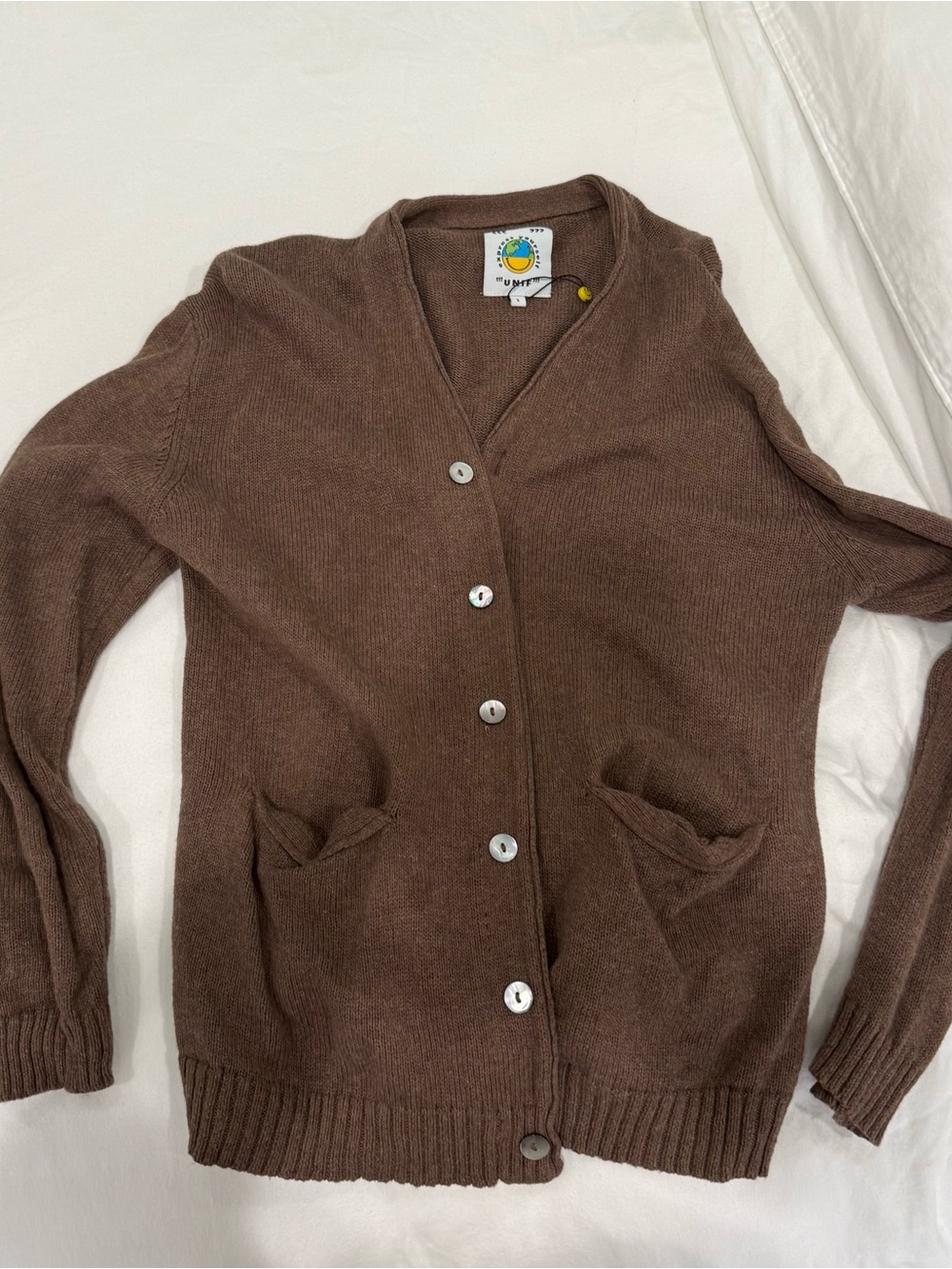 Unif Brown V-Neck Button Cardigan Sweater